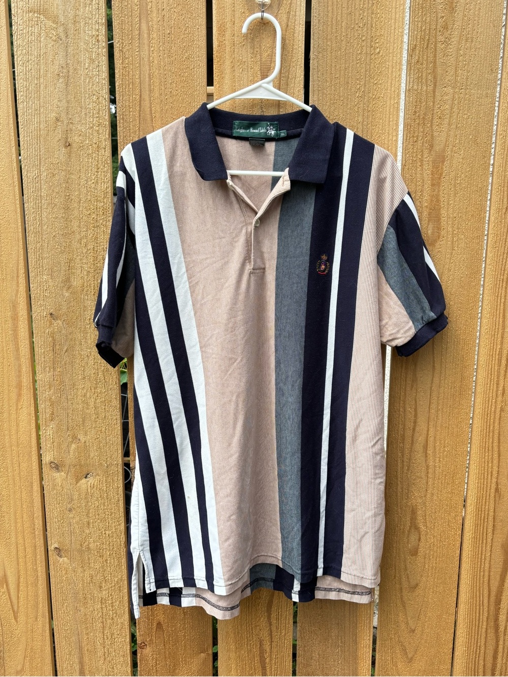 Vintage 90s Knights of Round Table Men's Striped Polo Shirt